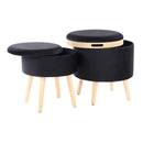 Tray - Contemporary Storage Ottoman With Matching Stool - Black / Natural by HouseOfZazla