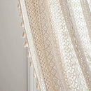 Sutuo Home Boho Sheer Curtain 108 Inches Long, Crochet Lace with Bohemian Hollow Knitted Handmade Tassels,Vintage Farmhouse Window Treatment for Bedroom, Rod Pocket, 1 Panel 59" W x 108" L, Beige by CozyNest Decor