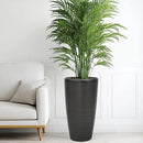 22.8" Resin Planters for Outdoor Plants, Set of 2 Modern Large Flower Pots with Handmade Brushed Metal Finish, Weather Resistant for Indoor/Outdoor Year-Round Use by CozyNest Decor