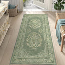 jinchan Vintage Floral Runner Rug 2x5 - Machine Washable Distressed Design Non-Slip Low-Pile Soft Thin Carpet for Hallway Kitchen Farmhouse Bedroom Entryway Laundry Room (2x5ft,Dark Green) by TinyTreasures Baby Boutique