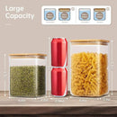 Extra Large Square Glass Flour & Sugar Storage Containers with Airtight Lids, 132oz & 63oz - 2 Pack Glass Jars with Bamboo Lids, Air tight Pantry Food Storage Containers for Cereal, Pasta, Rice by CozyNest Decor