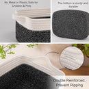 OIAHOMY 3 Pack Storage Baskets for Organizing, Woven Cotton Rope Basket for Shelves, Closet Organizer Bins with Handles, Rectangle Toy Organization, 13.78''×9.84''×5.5'', Black & White by TinyTreasures Baby Boutique