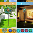 Wind Spinners for Yard and Garden - Wind Sculptures & Spinners, 75 Inch, Navy Blue, Kinetic Art with Solar Powered Multi-Color Glass Ball Light by CozyNest Decor