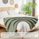 Chunky Knit Blanket Throw, 100% Hand Knit Throw Blanket Handmade Chenille Cable Knit Throw for Couch, Stylish Cozy Soft Rope Knot Crochet Blanket for Home Decor, Sage Green, 50x60 Inches by CozyNest Decor