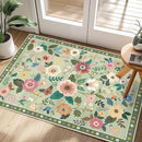 Floral 2x3 Area Rug Machine Washable Soft Print Boho Carpet Non Slip Doormat Low Pile Flower Area Rugs for Living Room Bedroom Nursery Kitchen Dining Room Indoor-Light Green by TinyTreasures Baby Boutique