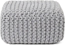 REDEARTH · Cube Low Pouf Foot Stool Ottoman - Hand Knitted Poof - Cord Boho Pouffe - Home Décor - Stuffed Footrest for Living Room - Nursery - Bedroom - Patio (16" x 16" x 8") - Light Gray by CozyNest Decor