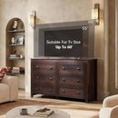 WLIVE Farmhouse 6 Drawer Dresser for Bedroom, 53.07'' Wide Wood Dresser, Storage Organizer with Double Rustic Handle, TV Stand for 60 inch TV, Chest of Drawers for Living Room, Hallway, Brown by CozyNest Decor