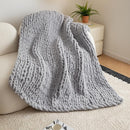 WESHIONGOO Chunky Knit Blanket Throw 50"×60" Knitted Throw Blankets for Couch Bed Fluffy Soft Blanket with Jumbo Chenille Yarn Thick 100% Handmade (Lingt Grey) by CozyNest Decor