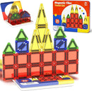 Magnetic Tiles Travel Toys with Storage Case, Portable STEM Building Blocks for 3-8 Year Olds, Toddler Airplane Activities & On-The-Go Birthday Gift for Boys & Girls by TinyTreasures Baby Boutique
