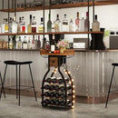 IBUYKE Wine Rack Freestanding Floor,Wine Storage 15 Bottles Bottle Rack with Glass Holders, Mini Bar Wine Cabinet with Storage Drawer for Home Bar Kitchen Dining Room,Rustic Brown,UTMJ908H by CozyNest Decor