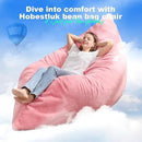 Hobestluk 3 in 1 Bean Bag Chair Giant Bean Bag Chairs for Adults with Chevron Plush Fur Cover Convertible Bean Bag Floor Cushion with Machine Washable Cover for Living Room (Plush Pink) by CozyNest Decor
