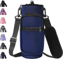 32 40 oz Water Bottle Carrier with Strap, Neoprene Water Bottle Sleeve Bag with 2 Pockets Insulated Flask Sling Holder for Walking Hiking Gym by TinyTreasures Baby Boutique