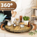Lazy Susan Turntable Organizer for Table Top, 18’’ Round Wooden Lazy Susan for Cabinet Kitchen Countertop Pantry Dining Coffee Table for Condiments Spices, Rustic Bathroom Vanity Tray for Soap Candle by CozyNest Decor