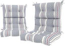 LVTXIII Outdoor Tufted High Back Cushions Set of 2 Patio Seasonal Replacement Rocking Chair Cushion with Ties, Solid Seat and Back Chair Cushion, (44” L x 22W”, Stripe Denim Blue) by GreenHaven Gardens