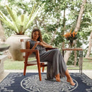 CAMILSON Outdoor Rug 10x14 Modern Area Rugs for Large Indoor and Outdoor Patios and Porches - Waterproof Washable Non-Shedding Easy-to-Clean Outside Carpet (10 x 14, Medallion - Blue/White)