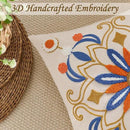 Embroidered Throw Pillow Cover 18x18 Classic Boho Floral Pattern Pillows Cover Outdoor Decorative Pillowcase,Durable Cozy Textured Cushion Case for Sofa Couch Bed Living Room,Orange Blue by CozyNest Decor