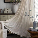 Sutuo Home Boho Sheer Curtain 108 Inches Long, Crochet Lace with Bohemian Hollow Knitted Handmade Tassels,Vintage Farmhouse Window Treatment for Bedroom, Rod Pocket, 1 Panel 59" W x 108" L, Beige by CozyNest Decor