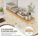 12 Inch Deep Floating Shelves for Wall, 48W x 12D Rustic Oak Wood Floating Shelves, Large Floating Shelves Set of 1 for Living Room Bathroom Laundry Room Bedroom Kitchen Home Office - Oak by CozyNest Decor
