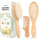 Baby Hair Brush and Comb Set for Newborn - Wooden Baby Hair Brush Set with Soft Goat Bristle, Baby Brush Set for Newborns Baby Brush and Comb Set Girl, Boy, Toddler Cradle Cap Brush (Oval, Walnut) by TinyTreasures Baby Boutique