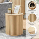 AVZEAR Small Round Side Table Fluted Night Stand Set of 2, Modern Boho End Table with Storage, Circle Bedside Tables Wood Nightstands for Small Spaces, Living Room, Bedroom (Nature) by CozyNest Decor