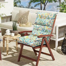 LVTXIII Outdoor Seat/Back Chair Cushion Patio Tufted High Back Cushion, Seasonal Replacement Rocking Chair Cushion with Ties (22” W x 20D”, Set of 2, Flower Blue) by GreenHaven Gardens