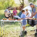 Folding Camping Table with Storage Net, 3ft Camping Table Aluminum Folding Table with 3 Adjustable Height Max 27.1 Inch, Portable, for Outdoor Backyard BBQ, Silver by GreenHaven Gardens