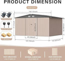 10x12 FT Metal Storage Sheds Outdoor, Metal Yard Sheds Garden Shed Kit, Tool Shed with Lockable Door, Utility Sheds Buildings with Air Vent for Backyard Garden Patio Lawn by GreenHaven Gardens