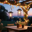 Solar Lantern Outdoor,Hanging Solar Lights Waterproof,Outdoor Wall Light Fixtures wiht Bulb,Outside Porch Lights Wall Mount for Front Garage Chicken Coop Farmhouse,2 Pack by CozyNest Decor