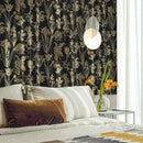 Dimoon 393"x17.3" Floral Wallpaper Peel and Stick Flowers Golden Black Contact Paper Thicken Waterproof Modern Self Adhesive Plants Wallpaper Removable Wall Paper Shelf Vinyl Roll by GreenHaven Gardens