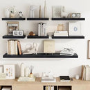 16 Inch Floating Shelves, 16"x9.25"x1.5" Inch Deep Floating Shelves for Wall, Wooden Shelves for Bathroom, Bedroom, Living Room, Black by CozyNest Decor