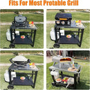 Outdoor Grill Table, Movable Dining Cart, Pizza Oven Table Stand, Double-Shelf Grill Stand, Food Prep and Work Cart with Wheels, Hooks, Fits for Blackstone Ninja by CozyNest Decor