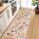 Runner Rug for Entryway: 2.6x8 Kitchen Rugs Non Slip Washable Ultra-Thin Soft Floral Carpet Indoor Floor Stain Resistant Carpets for Hallway Bedroom Kitchen Laundry Bathroom Dorm Beige by TinyTreasures Baby Boutique