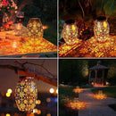 Solar Lanterns Outdoor Waterproof - 2 Pack Hanging Solar Lights Outdoor, Halloween Decorative Retro Metal Lanterns with Handles for Yard, Patio, Tabletop, Pathway, Gardening Gifts for Women Men by GreenHaven Gardens