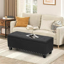 MoNiBloom 42 Inch Long Ottoman with Storage, Black Linen Foot Stool Upholstered Foam Padded Rectangular Fabric Tufted Bench Footrest for Living Room Bedroom Entry with 300 Lbs Capacity by CozyNest Decor