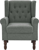 UIXE High Back Accent Chair, Fabric Upholstered Armchair for Living Room, Retro Wingback Arm Chair Comfy Single Sofa Bedroom Reading Seat with Solid Wooden Legs - Gray by CozyNest Decor