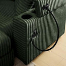 Modular Sectional Sofa Couch, Plush Corduroy Fabric Sectional Couches for Living Room with USB Charging Ports, Phone Holders, and Multi-Functional Storage Armrests (Green, 4set+2ottoman) by CozyNest Decor