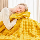 NEWCOSPLAY Faux Fur Throw Blanket Mustard Yellow Bubble Blanket Thick Warm Soft for Couch Sofa Bed 550GSM (Mustard Yellow, Throw(50"x60")) by CozyNest Decor