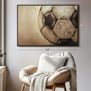Elephant Stock Worn Soccer Ball Wall Art - Horizontal Framed Canvas - 1-Piece Living Room Wall Decor - Photography sports Canvas Print - Brown and Gray Decor for Wall - 37" X 25" by CozyNest Decor