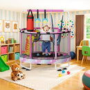 LAMERGE 55" 7-in-1 Round Trampoline for Kids Boys & Girls Ages 1-8, Indoor & Outdoor Trampoline for Fun, Adjustable Height Handrail ＆ Enclosed Safety Net ＆ Durable Designs for Toddlers Children by TinyTreasures Baby Boutique