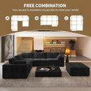 118" 6-Seater Cloud Sofa,Modular Sectional Couch with Ottoman,Modern Deep Seat Upholstered Couches with Corduroy Fabric for Living Room Furniture,Bedroom and Apartment,No Assembly Required,Black by CozyNest Decor