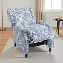UIXE Floral Pushback Recliner Chair, Fabric Upholstered Armchair Push Back Accent Chair for Living Room, Rivet Trim Club Chair Home Theater Single Sofa Reading Seat - Navy Blue by CozyNest Decor