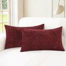 CaliTime Throw Pillow Covers Decorative 16 X 26 Inches Pack of 2 Cozy Chenille Cushion Cases for Couch Sofa Bed Living Room Home Burgundy by CozyNest Decor