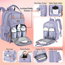 Dikaslon Diaper Bag Backpack with Portable Changing Pad, Pacifier Case and Stroller Straps, Large Unisex Baby Bags for Boys Girls, Multipurpose Travel Back Pack Moms Dads, Taro Purple by TinyTreasures Baby Boutique