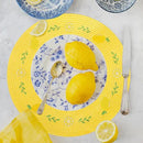 Whaline 4Pcs Round Placemats Lemon Embroidered Place Mats Summer Lemon Greenery Leaves Dinner Table Mats for Home Wedding Baby Shower Birthday Party Decor by CozyNest Decor
