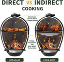 Brand-Man RODEO Steel Kamado Charcoal Grill & Smoker - 22" Cast Iron Grates, Grilling Basket, Large Prep Table Cart, Ideal for Outdoor Cooking by GreenHaven Gardens