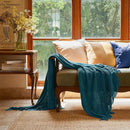 lifein Throw Blanket for Couch, Soft Boho Decor Bed Throw,Cozy Teal Knitted Chenille Small Farmhouse Lightweight Throw for Spring(Teal,50 * 60") by CozyNest Decor