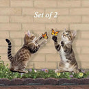 Metal Garden Stakes Decor,Cute Cats Playing with Butterflies Stakes, YGarden Statues Bird Repellent Cat Decorative Garden Stakes for Yard, Garden, Lawn Outdoor Decorations Set of 2 by GreenHaven Gardens
