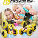 Remote Control Car,RC Car Toys for 6-12 Year Old Boys, Off Road RC Stunt Car 4WD 360° Rotating Remote Control Car for Kids, Boys Girls Gifts for Birthday, Christmas Yellow by TinyTreasures Baby Boutique