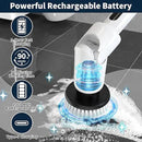 Electric Spin Scrubber - Cordless Cleaning Brush with Digital Display, 2 Speeds, 8 Brush Heads, IPX7 Waterproof, Adjustable Long Handle for Bathroom, Tub, Tile, Shower, and Car by CozyNest Decor