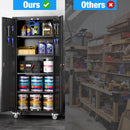Garage Storage Cabinet with Wheels & Pegboard, 72" H Locking Metal Storage Cabinet with Doors and 4 Adjustable Shelves for Garage Workshop Home, Assembly Required, Black by GreenHaven Gardens